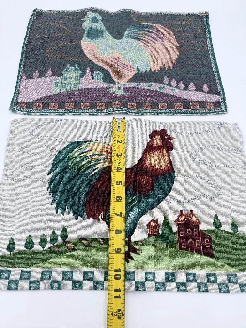 Tapestry Rooster Placemats Woven Chicken French Country Farm Cottage Lot Of 2
